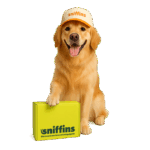 Een afbeelding van een bezorg hondje van Sniffins