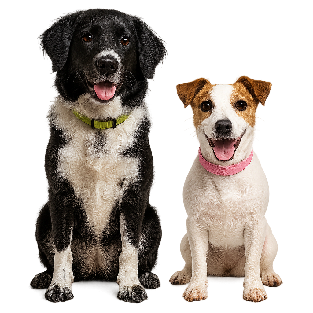 Een afbeelding van twee hondjes Freise Stabij en Jack Russel